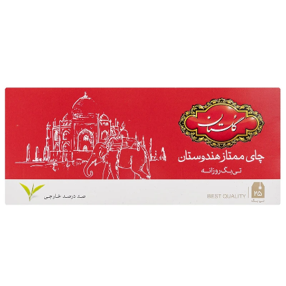 تصویر  چای سیاه کیسه ای گلستان ممتاز هندوستان پک 25 عددی